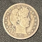 1912 S 25C Barber Quarter 90% Silver U.S. Coin