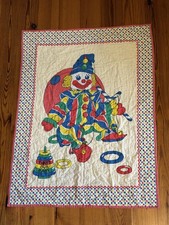 Vintage Baby quilt Colorful Blanket Circus Clown nursery polka dot red colorful