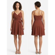 Express Wrap Front Tie Waist Spaghetti Strap V-Neck Dress Women Size L
