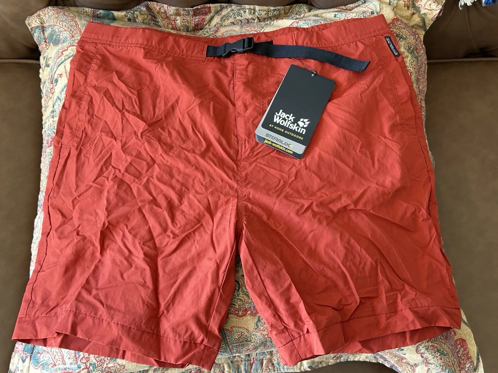 Jack Wolfskin Mens Zip Away Hiking Outdoor Shorts Size 34 Medium Red Orange