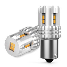 2/4pcs 1156 BA15S PY21W Yellow Color 12-LED Rear Turn Signal Light Bulbs Bright