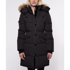 Noize Faux Fur Trim Removable Hood Winter Kaylee Parka Jacket Black Size Small