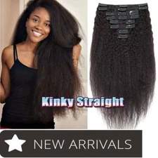 Afro Kinky Straight Curly Clip in Remy Virgin Human Hair Extensions Thick Full R