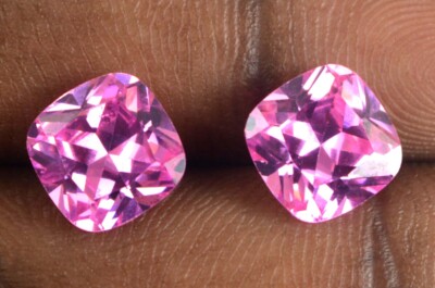 Natural Cushion Pink Sapphire Gemstone Pair 10.60 Ct AGI Certified CE58