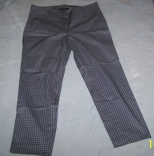 ann taylor woman spotted blue cotton & spandex size 8 dress pants with belt loop - 第 1/3 張圖片