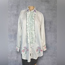 Vintage Tuxedo Shirt with Ruffle Front  Glitter Puffy Paint MENS SIZE L