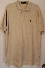 Ralph Lauren Mens Knit "Polo" L 100% Cotton Solid Cream/Ivory Short Sleeve