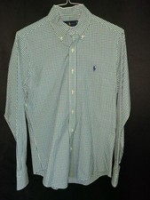 Polo Ralph Lauren Mens Classic Button-Down Collar Checked Poplin Dress Shirt - S