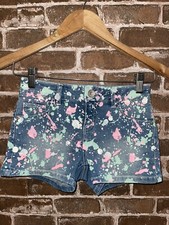 JUSTICE GIRLS 10R 10 REGULAR PAINT SPLATTER SHORTS JEAN DENIM SHORTS BOTTOMS KID
