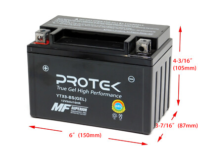 YTX9-BS 12V 9Ah GEL Battery for 1998-2018 Kawasaki Ninja ZX6R