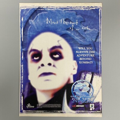 MORTAL KOMBAT MYTHOLOGIES SUB-ZERO N64 VIDEOSPIEL 1998 VINTAGE RETRO WERBUNG
