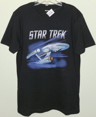 Old Navy Adult Unisex XS S L XL Star Trek Enterprise T-Shirt Black Tee #31823