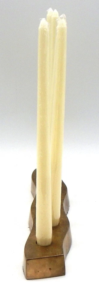 CRATE & BARREL Oro Sólido Latón Ondulado (5) Centro de Mesa Vela Cónica Soporte 13" Foto 2 de 4