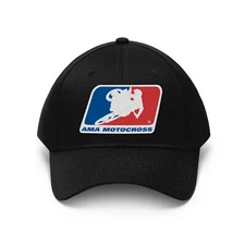 AMA Motorcross Racing Black Hat Baseball Cap Size S/M And L/XL