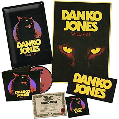 DANKO JONES Wild Cat cd  box set w/ metal plate patch bumper sticker and more