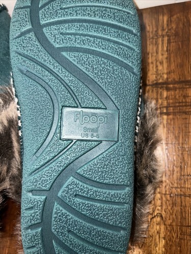 Zueco Floopi Mujer Interior Exterior Azteca Verde azulado Forrado Zapatillas Cálidas Pequeño 5-6 ¡NUEVO!! - Imagen 4 de 13
