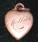 Antique Sterling Silver Victorian Puffy Heart Charm "Mother" 2.2gm — photo 1