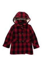 Urban Republic Girls Size:6X Double Breasted Plaid Coat Color:Red Black