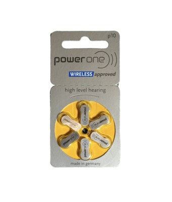 Power One Hearing Aid Batteries P10 Zinc Air Mercury Free Varta - 1 pack/6 cells
