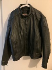 "RIVER ROAD" Men's Black Leather Motorcycle Jacket-Size 52 (XL) Worn Once