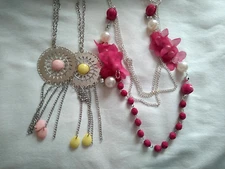 3 Lot Necklaces  Women Statement Retro  80s Necklace Mixed  Beaded   Boho Style