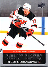 2021-22 Upper Deck Series 1 Hockey Debut Dates #DD-21 Yegor Sharangovich 