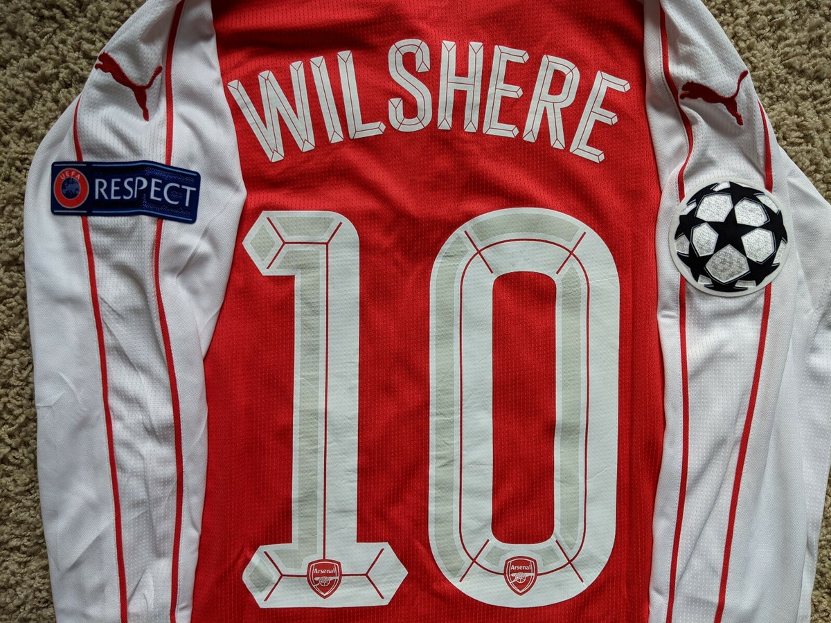 Arsenal 15/16 Home kit/jersey UCL font Wilshere #10 youth XL