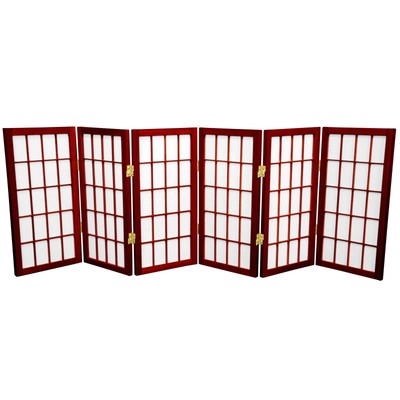 2 ft. Short Desktop Window Pane Shoji Screen - Rosewood - 6 Panels