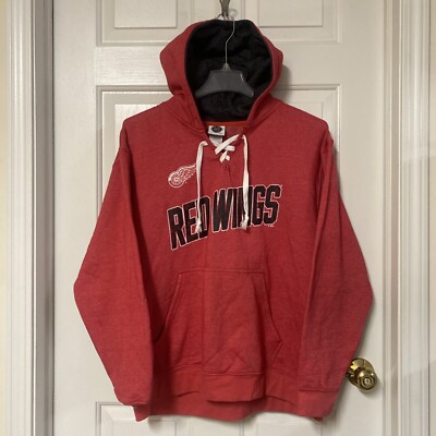Detroit Red Wings NHL Apparel Lace Pullover Hoodie Sweatshirt Men s Size L 