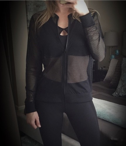 VICTORIA SPORT BLACK MESH BOMBER JACKET 