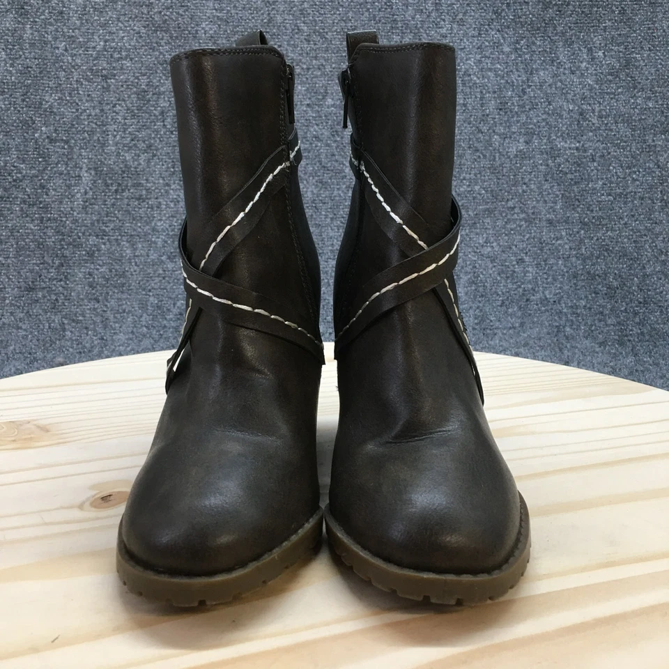 Diba Boots Womens 6 M Alberta Wedge Booties Brown Faux Leather Side Zip Casual - Image 4 of 4