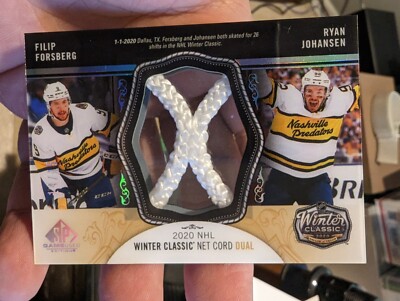 2020-21 UD SP GAME USED WINTER CLASSIC NET CORD DUAL Forsberg Johansen #14/15