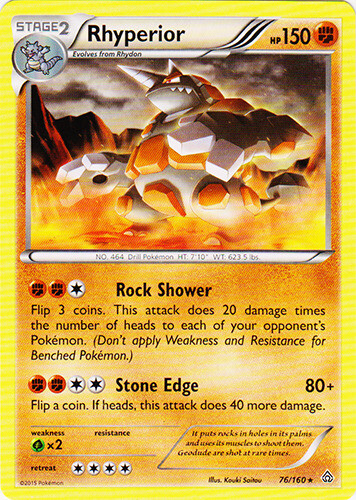 Pokemon - Rhyperior - 76/160 - Rare - XY - Primal Clash - LP Pokemon - Rhyperior - 76/160 - Rare - XY - Primal Clash - LP