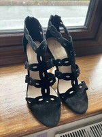 Monsoon Lyra Black Suede Laser Cut Sandals Size 5