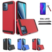 For Moto G Stylus 5G  2023, dual layer Slim Cover Case + Tempered Glass