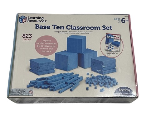 Base Ten Blocks Learning Resources Plastic Class Set Ages 6+, Grades 1+, 823 Pc