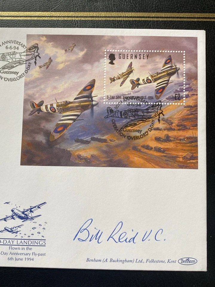 BILL REID VC Signed 1994 GUERNSEY D-Day 50th Anniversary Benham FDC - Image 2 of 3