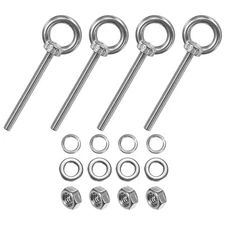 4-Sets Stainless Eyebolt M5x60mm Shoulder Lifting Eye Bolt with Nuts Washers