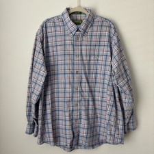 Orvis Shirt Men's XL Blue Plaid Button Down Long Sleeves Pocket Brushed Cotton