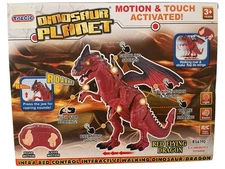 Remote Control Red Flying Dragon Toy Smoke Breathing Walking Lights & Sound New