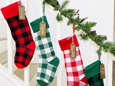 Red/White Buffalo Check Stocking, Christmas Stocking Design