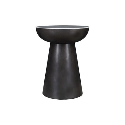 Circularity Modern Luxury Marble and Iron 18'' Round Pedestal End Table