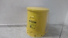 Justrite 09701 21 Gal Capacity Yellow Powder Coated Steel Oily Waste Can