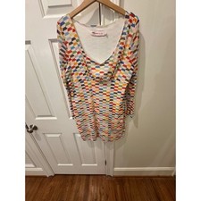 Nuuly Says Gah! Womens 2XL Multicolor Geometric Mesh Long Sleeve Mini Dress