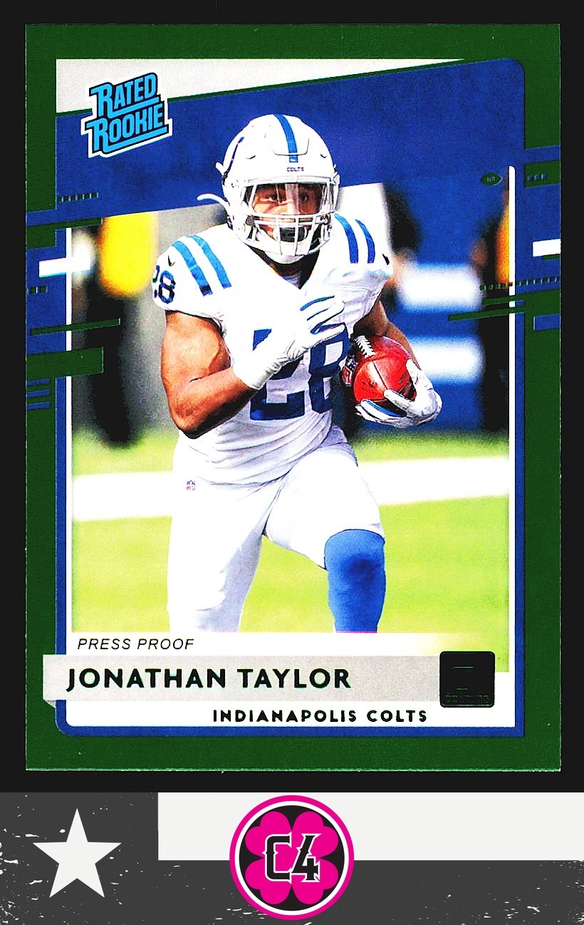 2020 Donruss Jonathan Taylor Press Proof Green Rookie RC #317 Indianapolis Colts