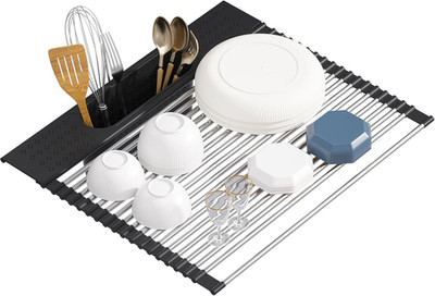 Escurridor Enrollable Para Fregadero Cocina Acero Inoxidable Plegable Negro Usos