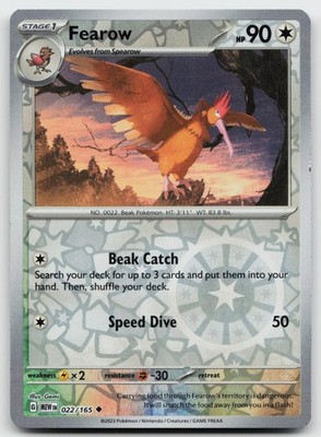 Fearow 022/165 Uncommon 151 Pokemon Reverse Holo Near Mint