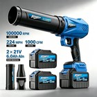Cordless Leaf Blower 224MPH / 1000CFM & 100000 RPM Motor Electric w/2 Batteries