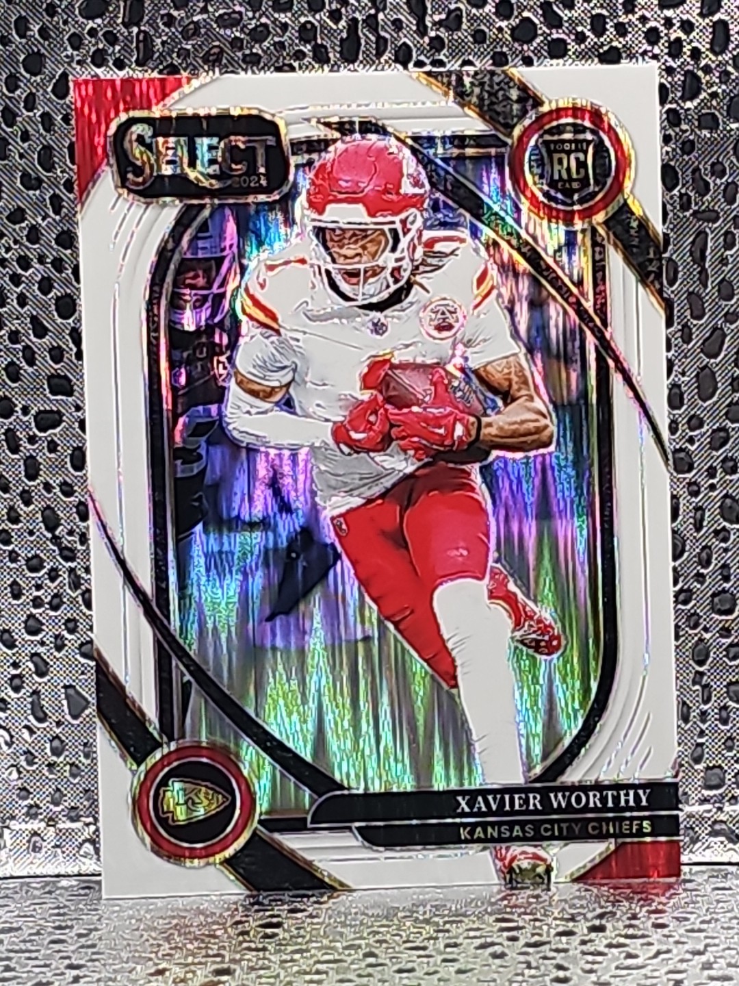 2024 Panini Select Xavier Worthy Club White Prizm Shock /199 #224 RC Chiefs