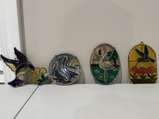 Vintage Birds Stained Glass Hanging Suncatcher Hummingbird Flamingo Pelican Lot